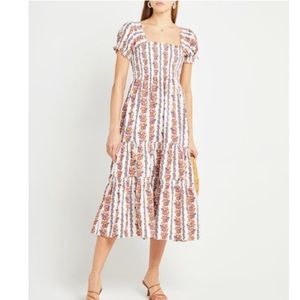 Floral Puff Sleeve Midi Dress